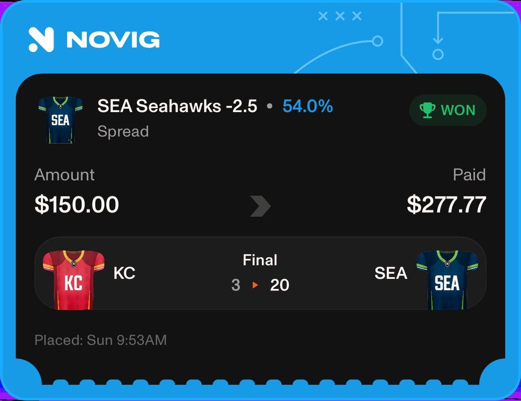 Graded winning ticket: SEA Seahawks -2.5 Spread