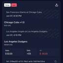 Bonus ticket: Chicago Cubs +1.5 (Run Line) & Los Angeles Dodgers Moneyline, lost