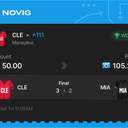 VIP ticket: CLE Moneyline +111, won