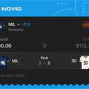 Owner ticket: MIL Moneyline -113, lost