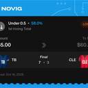 Bonus ticket: Under 0.5 1st Inning Total, lost