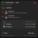 Bonus ticket: Jalen Brunson Under 2.5 Three Pointers Made & OG Anunoby Under 16.5 Points, lost