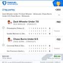 Bonus ticket: 2-leg parlay: Zack Wheeler Under 7.5 Strikeouts, Chase Burns Under 6.5 Strikeouts, won