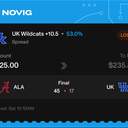 Owner ticket: UK Wildcats +10.5 Spread, lost