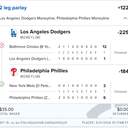 Bonus ticket: Los Angeles Dodgers ML, Philadelphia Phillies ML, lost