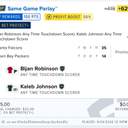 Bonus ticket: Same Game Parlay: Bijan Robinson Any Time Touchdown Scorer + Kaleb Johnson Any Time Touchdown Scorer, lost