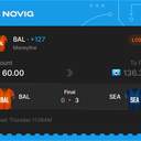 VIP ticket: BAL Moneyline +127, lost