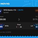 Owner ticket: NYG Giants +7.5 Spread, lost