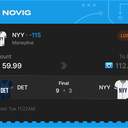 Owner ticket: NYY Moneyline -115, lost