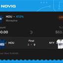 VIP ticket: HOU Moneyline +113, lost