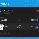 Owner ticket: ATL Moneyline -135, lost