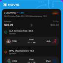 Bonus ticket: 2-leg parlay: ALA Crimson Tide -20.5 spread, WVU Mountaineers -13.5 spread, lost