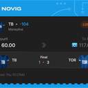 Owner ticket: TB Moneyline -104, lost