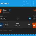 VIP ticket: BAL Moneyline +111, lost