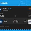 VIP ticket: SEA Moneyline, lost