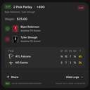 Bonus ticket: Bijan Robinson Anytime TD Scorer + Tyler Shough Anytime TD Scorer (SGP), lost