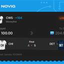 Owner ticket: CWS Moneyline +104, lost