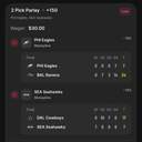 Bonus ticket: 2 Pick Parlay: PHI Eagles Moneyline, SEA Seahawks Moneyline, lost