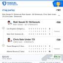 Bonus ticket: 2-leg parlay: Roki Sasaki 5+ Strikeouts (Alt Strikeouts) & Chris Sale Under 7.5 Strikeouts, won