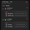 Bonus ticket: 2 Pick Parlay: BOS Red Sox ML, LA Dodgers ML, lost