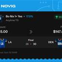 Bonus ticket: Bo Nix 1+ Anytime TDs Scored - Yes, won