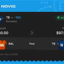 Owner ticket: TB Moneyline -160, won