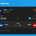 Owner ticket: HOU Moneyline +106, lost