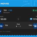 Owner ticket: TEX Moneyline +135, won