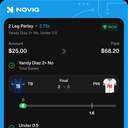 Bonus ticket: 2-leg parlay: Yandy Diaz 2+ Total Bases No, BAL vs NYY 1st Inning Total Under 0.5, won