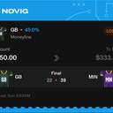 Owner ticket: GB Moneyline, lost