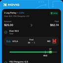 Bonus ticket: 2 Leg Parlay: Over 49.5 (UCLA vs MD) + YSU Penguins +2.5 (SDAK vs YSU), won