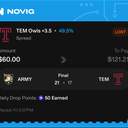VIP ticket: TEM Owls +3.5 Spread, lost