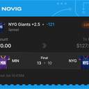 Owner ticket: NYG Giants +2.5 (Spread), lost