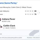 Bonus ticket: Same Game Parlay: Indiana Fever Moneyline + Caitlin Clark 2+ Made Threes, lost