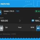 Owner ticket: Under 216.5 Total, won