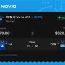 Owner ticket: DEN Broncos +2.5 Spread, won