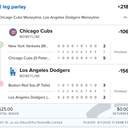Bonus ticket: 2-leg parlay: Chicago Cubs ML, Los Angeles Dodgers ML, lost