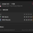 Bonus ticket: Anthony Davis Under 0.5 Three Pointers Made, lost