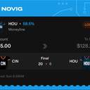VIP ticket: HOU Moneyline, lost