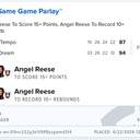 Bonus ticket: Angel Reese 15+ Points & 10+ Rebounds, lost