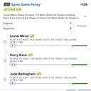 Bonus ticket: SGP: Messi 1+ Shots on Target (inc. ET), Kane 1+ Shots on Target (inc. ET), Bellingham 1+ Shots on Target (inc. ET), lost