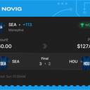 Owner ticket: SEA Moneyline +113, won
