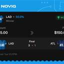 Owner ticket: LAD Moneyline, won