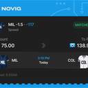Owner ticket: MIL -1.5, won