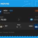 Owner ticket: HOU Moneyline -104, lost