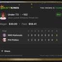 Bonus ticket: Jesus Luzardo Under 7.5 Strikeouts Thrown, won