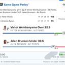 Bonus ticket: Wembanyama O22.5 Pts + Brunson U30.5 Pts (-141), won