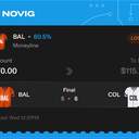 Owner ticket: BAL Moneyline, lost