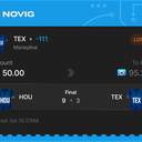 VIP ticket: TEX Moneyline, lost