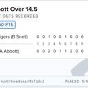 Bonus ticket: Andrew Abbott Over 14.5 Outs Recorded, lost